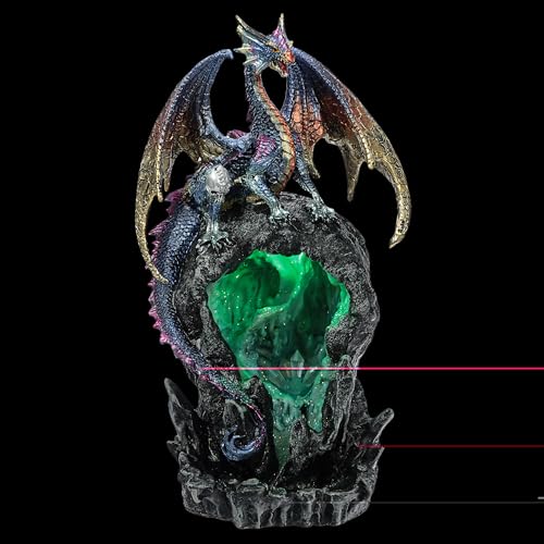 LED Dekofigur Eisdrache / Drache mit Räucherkegelhalter, 28 cm - 2