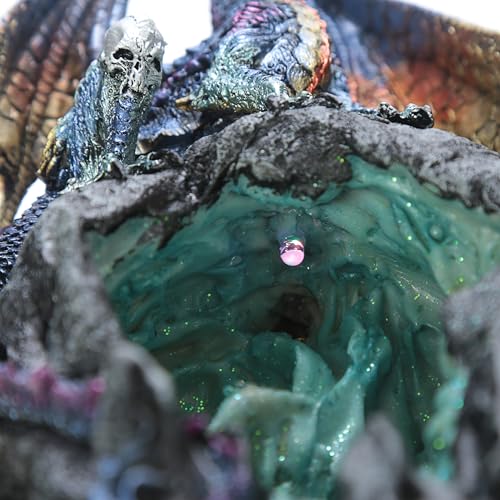 LED Dekofigur Eisdrache / Drache mit Räucherkegelhalter, 28 cm - 7