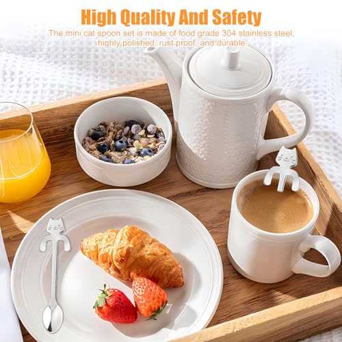 4 Pcs Katze Kaffee Löffel Set, Edelstahl Kätzchen Hängendes Design Teelöffel Dessertlöffel für Wasser Tee Milch Kaffee Dessert Drink Mischen Milchshake,zum Aufhängen Tasse Löffel Küche Gadget - 8