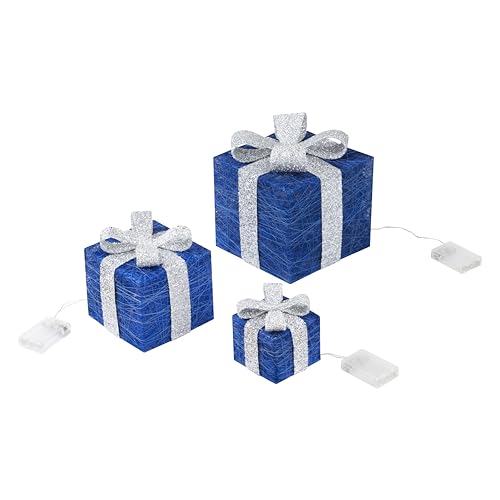 Bambelaa! 3er Led Deko Geschenke Weihnachten Leucht Boxen Timer Weihnachts Dekoration Weihnachtsdeko Beleuchtet Deko - 3