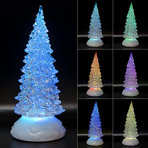 Tronje LED Christbaum 22cm Weihnachtsbaum mit Timer USB Tannenbaum beleuchteter Acrylbaum Wechselfarben