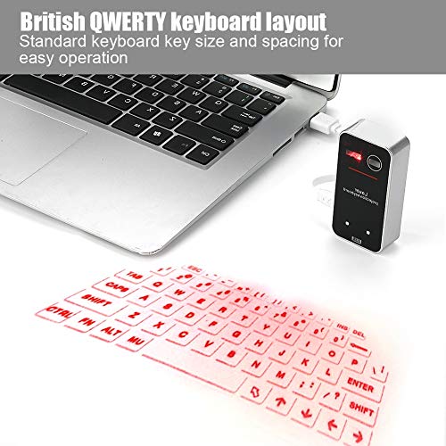 ASHATA Bluetooth Projektor virtuelle Tastatur, Mini Kabellose Tastatur Wireless Virtual Projektion Tastatur USB-Schnittstelle mit Maus Funktion für Android Smartphone Tablet PC Laptop - 6