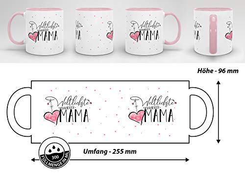 Tasse mit Spruch für die Weltliebste Schwiegermama – Kaffeetasse/Familie/Geschenk-Idee/Mug/Cup/Innen & Henkel Rosa - 6