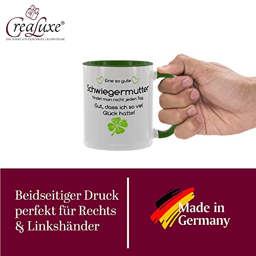 Crealuxe Eine so Gute Schwiegermutter findet Man Nicht alle Tage – Gut das ich so viel Glück Hatte – Kaffeetasse mit Motiv, Bedruckte Tasse mit Sprüchen oder Bildern - 4