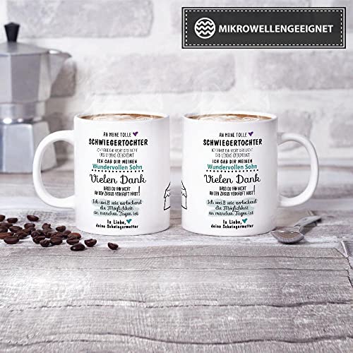 Tassendruck Tasse mit Spruch Zirkus – an Schwiegertochter von Schwiegermutter- Leben/Liebe/Geschenk/Familie/ – Weiß - 2