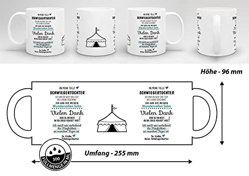 Tassendruck Tasse mit Spruch Zirkus – an Schwiegertochter von Schwiegermutter- Leben/Liebe/Geschenk/Familie/ – Weiß - 6