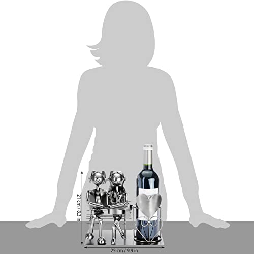 BRUBAKER Flaschenhalter Liebespaar auf Bank Metall Skulptur Geschenk mit Geschenkkarte - 9