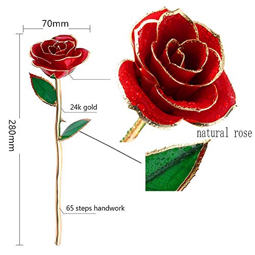 Gomyhom Rose, 24k Gold Rose Handgefertigt Konservierte Rose – mit Geschenkbox für Frau Freundin Oma/Valentinstag/Muttertag/Geburtstag/Hochzeitstag/Weihnachten/Jahrestag/Künstliche Rose - 3