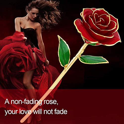 Gomyhom Rose, 24k Gold Rose Handgefertigt Konservierte Rose – mit Geschenkbox für Frau Freundin Oma/Valentinstag/Muttertag/Geburtstag/Hochzeitstag/Weihnachten/Jahrestag/Künstliche Rose - 5