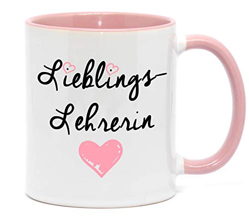 Nice-Presents Lieblingslehrerin Hochwertige Tasse für die Beste Lehrerin in hochwertiger Qualität, beidseitig Bedruckt. EIN Dankeschön als tolles Geschenk. EIN Hingucker an jeder Schule. (Rosa)