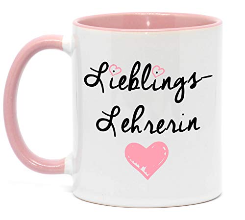 Nice-Presents Lieblingslehrerin Hochwertige Tasse für die Beste Lehrerin in hochwertiger Qualität, beidseitig Bedruckt. EIN Dankeschön als tolles Geschenk. EIN Hingucker an jeder Schule. (Rosa) - 3
