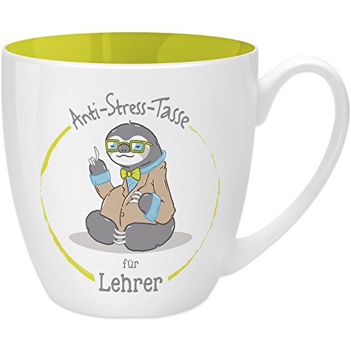 Gruss & Co 45495 Anti-Stress Tasse für Lehrer, 45 cl, Geschenk, New Bone China, Gelb, 9.5 cm