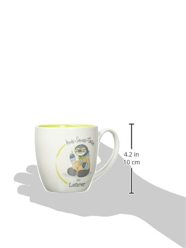 Gruss & Co 45495 Anti-Stress Tasse für Lehrer, 45 cl, Geschenk, New Bone China, Gelb, 9.5 cm - 3