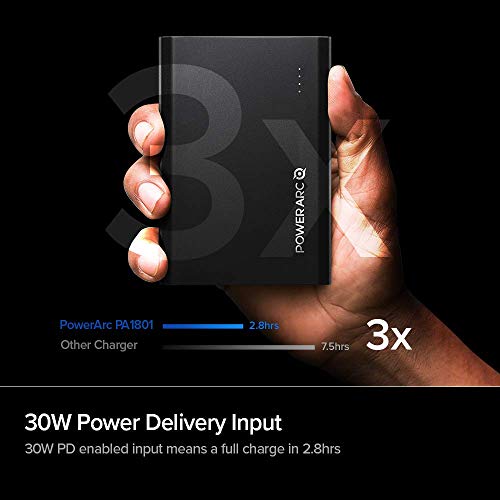 PowerArc ArcPack 60W PD Powerbank 15000mAh 3 Port USB C Power Delivery mit Typ C Kabel Kompatibel mit MacBook Air iPad Pro Air iPhone SE 11 Pro X XR XS Max Galaxy S20 S10 S9 Note 20 10 9 und mehr - 3