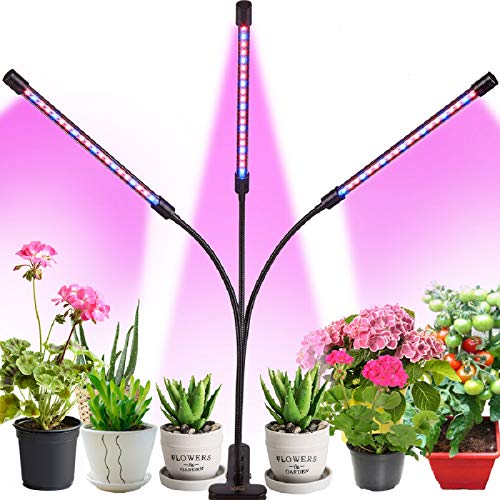 30W LED Pflanzenlampe with Auto Einschalt Funktion,60 LED Vollspektrum Grow Lampe Pflanzenlicht Pflanzenleuchte mit 3 Timer Funktion, 3 Modus, 4 Helligkeit, mit USB Adapter für Garten Zimmerpflanzen