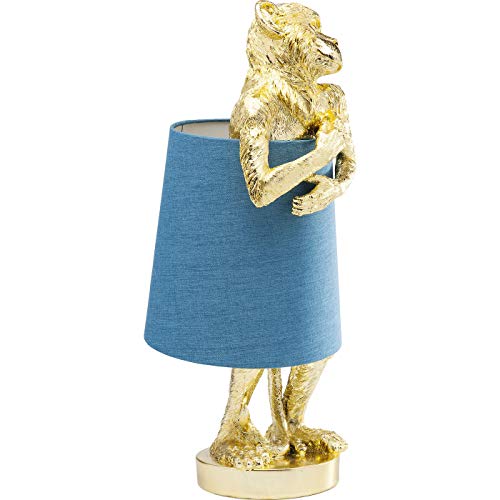 Kare DesignTischleuchte Animal Monkey gold- blau, Gestell: Polyresin, Stange: Stahl pulverbeschichtet, Schirm: 100 % Leinen Flachs - 4