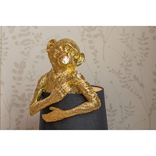 Kare DesignTischleuchte Animal Monkey gold- blau, Gestell: Polyresin, Stange: Stahl pulverbeschichtet, Schirm: 100 % Leinen Flachs - 7