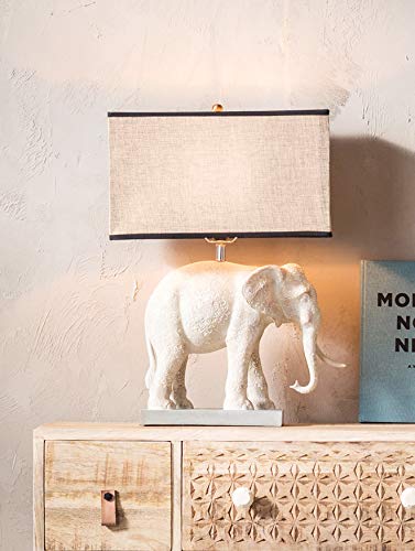 Kare Design Tischleuchte Elephant, lustige Tischleuchte mit Tier Motiv Elefant, Tischlampe in weiß miz rechteckigem Lampenschirm, (H/B/T) 55,5x38,2x38,3cm - 4