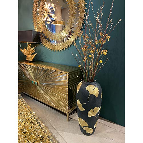 Kare Design Tischleuchte Tropical Flower, außergewöhnliche Tischlampe in Gold mit Schwarzem Stoffschirm, goldene, elegante Dekolampe für Nachttisch und Kommode (H/B/T) 65×50,5x22cm - 2