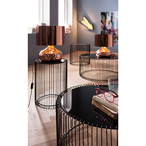 Kare Design Couchtisch Wire Black 2er Set, runder, moderner Glastisch, großer Beistelltisch, Kaffeetisch, Nachttisch, Schwarz (H/B/T) 30,5xØ60cm & 33,5xØ69,5cm - 6