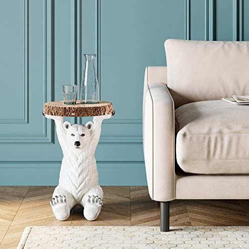 Kare Design Beistelltisch Animal Polar Bär, Ø37cm, kleiner, runder Couchtisch, Holzoptik, Tierfigur als ausgefallener Wohnzimmertisch, (H/B/T) 53x37x37cm - 2