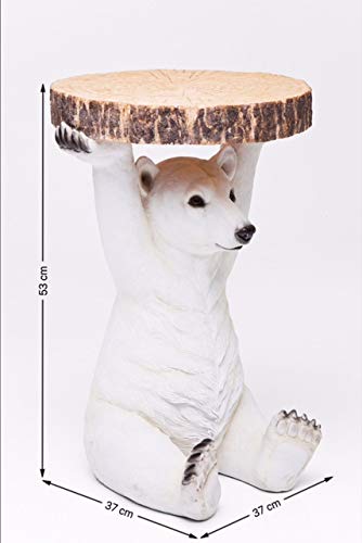 Kare Design Beistelltisch Animal Polar Bär, Ø37cm, kleiner, runder Couchtisch, Holzoptik, Tierfigur als ausgefallener Wohnzimmertisch, (H/B/T) 53x37x37cm - 3