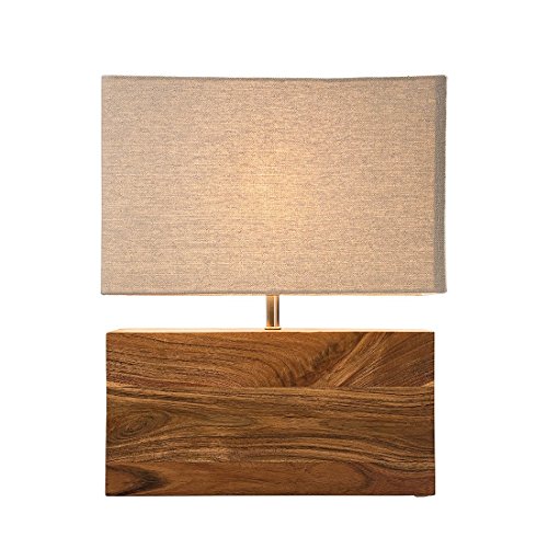 Kare Design Tischleuchte Rectangular Wood Nature, Lampe aus Massivholz, Nachttischlampe, Schreibtischlampe, Braun (H/B/T) 43x74x42cm - 3