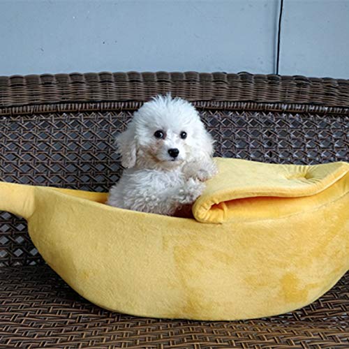 Paperllong® Lustige Bananenform Haustiere Katzenbett Haus Gemütliche Nette Bananen Welpen Kissen Zwinger Warme Tragbare Haustierkorb Liefert Matte Betten - 4