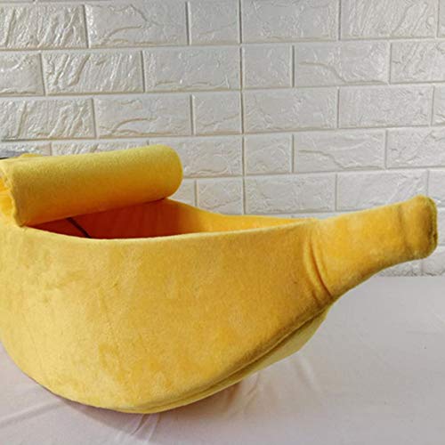 Paperllong® Lustige Bananenform Haustiere Katzenbett Haus Gemütliche Nette Bananen Welpen Kissen Zwinger Warme Tragbare Haustierkorb Liefert Matte Betten - 5