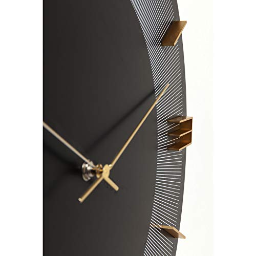 Kare Design Wanduhr Leonardo Schwarz/Gold, Dekouhr Rund, Küchenuhr in Schwarz mit Goldenen Akzenten, moderne Uhr für Wohnküche, Wohnzimmer, (H/B/T) 48,5×48,5×4,5cm - 5