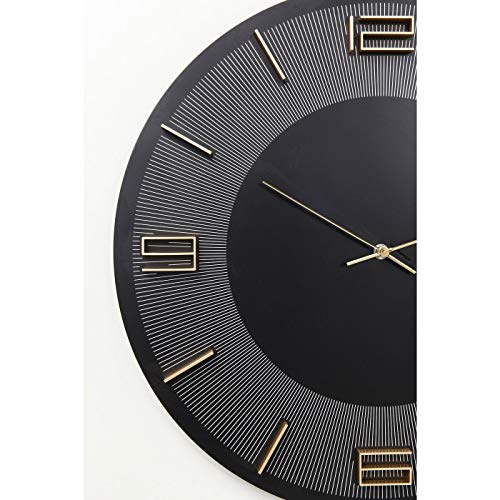 Kare Design Wanduhr Leonardo Schwarz/Gold, Dekouhr Rund, Küchenuhr in Schwarz mit Goldenen Akzenten, moderne Uhr für Wohnküche, Wohnzimmer, (H/B/T) 48,5×48,5×4,5cm - 6