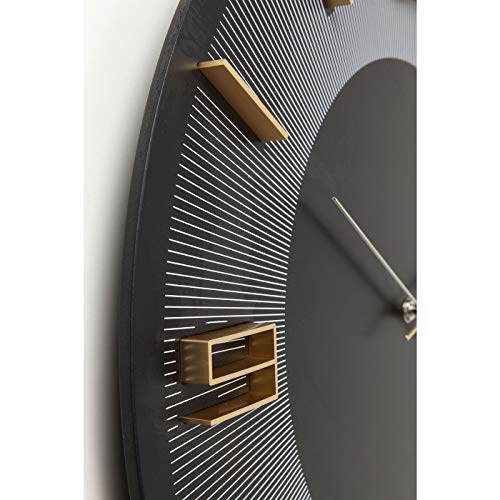 Kare Design Wanduhr Leonardo Schwarz/Gold, Dekouhr Rund, Küchenuhr in Schwarz mit Goldenen Akzenten, moderne Uhr für Wohnküche, Wohnzimmer, (H/B/T) 48,5×48,5×4,5cm - 7