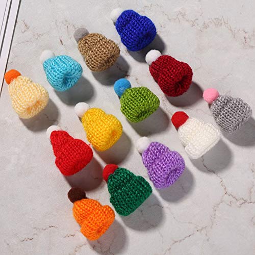 Jixista Mini Strickmützen Weihnachten Strickmütze Mini Santa Hüte Strickmützen Puppe Hut für Weihnachtsbaum Ornamente DIY Miniatur Puppen Winter Mütze Strickmütze Puppenkleidung Zubehör 30PCS - 8