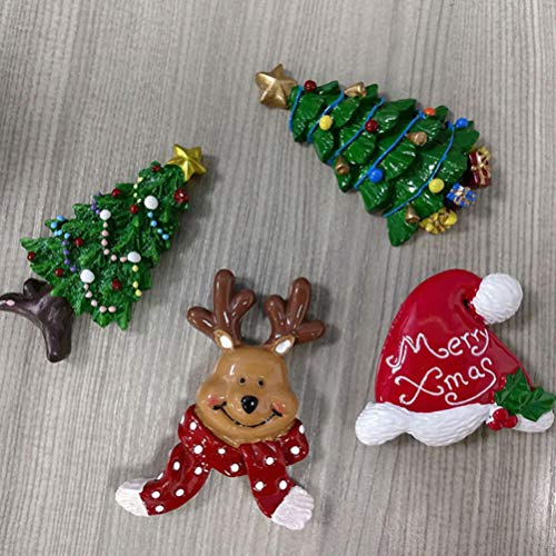 YARNOW 4Pcs Weihnachten Kühlschrank Magnete 3D Harz Weihnachtsbaum Rentier Santa Claus Hut Kühlschrank Magnete Weihnachten Flatback Verzierungen für DIY Büro (Weihnachten Rentier Santa - 9