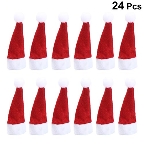 LUOEM 24 Stücke Lollipop Hut Mini Weihnachtsmütze Lollipop Topper Süßigkeiten Verpackung Weinflasche Besteck Abdeckung Puppen Weihnachtshut Puppenhaus Weihnachtsdekoration Weihnachtsschmuck - 8