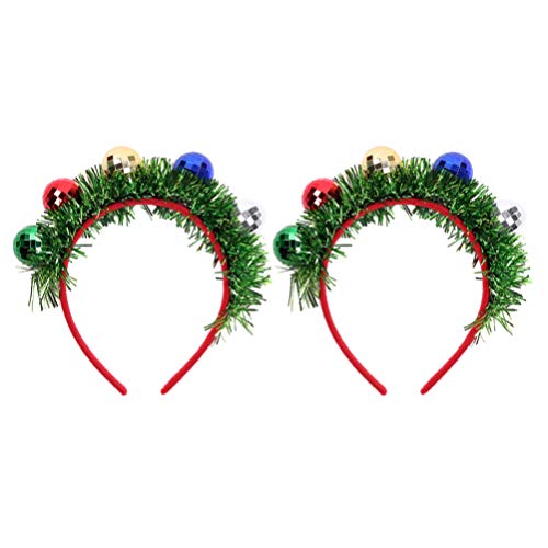 Amosfun 2 Stücke Weihnachten Haarreif mit Weihnachtskugeln Haarschmuck Kopfschmuck Kopfbedeckung für Erwachsene Kinder Party Weihnachtsbaum Kostüm Zubehör