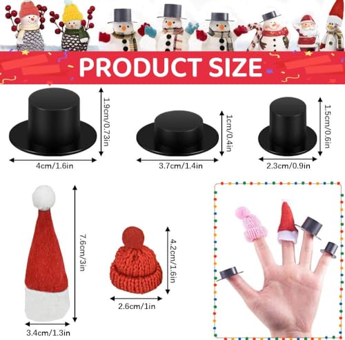 LYTIVAGEN 120 Stück Mini Weihnachten Hut Weihnachtsmütze Weihnachtshut Klein Weihnachtsmann Mütze Strickmütze Mini Schneemann Hut Nikolausmützen Kunststoff Top Hüte für Weihnachten Deko DIY Handwerk - 2