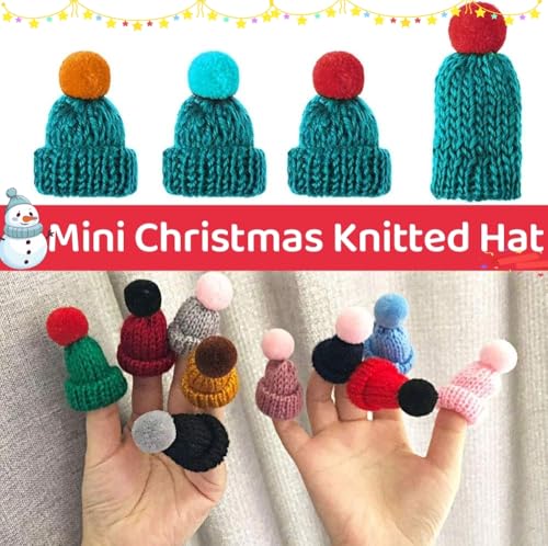 LYTIVAGEN 120 Stück Mini Weihnachten Hut Weihnachtsmütze Weihnachtshut Klein Weihnachtsmann Mütze Strickmütze Mini Schneemann Hut Nikolausmützen Kunststoff Top Hüte für Weihnachten Deko DIY Handwerk - 3