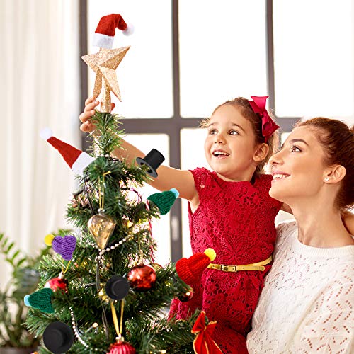 120 Stück Mini Weihnachten Strickmütze Mini Rote Weihnachtsmütze Schwarz Plastik Weihnachtsmütze Weihnachten Puppe Basteln Hut für Christbaum Ornaments DIY Handwerk Kunst Dekoration - 3