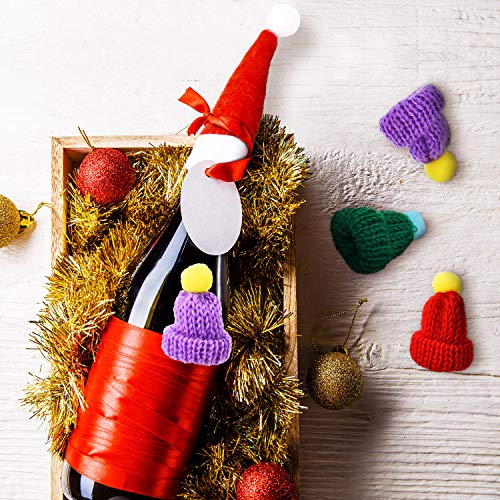 120 Stück Mini Weihnachten Strickmütze Mini Rote Weihnachtsmütze Schwarz Plastik Weihnachtsmütze Weihnachten Puppe Basteln Hut für Christbaum Ornaments DIY Handwerk Kunst Dekoration - 6