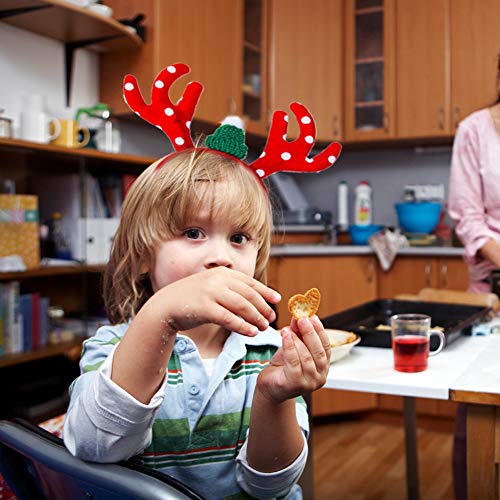 Feelava Weihnachten Stirnband,6 Arten Rentiergeweih Spaß Weihnachtsbaum Weihnachtsmütze Kopfbedeckung für Kinder Erwachsene,Weihnachtsfeiertag liefert Zubehör Gefälligkeiten - 4