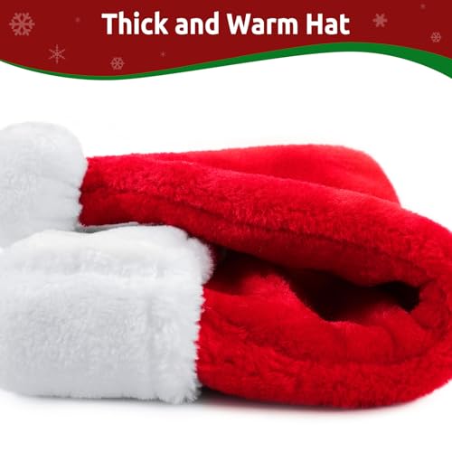 KONVINIT Weihnachtsmütze Nikolausmütze Plüsch Rand Weihnachtsfeier Rot Santa Mütze Nikolaus Dicker Fellrand aus Plüsch kuschelweich & angenehm Für Erwachsene by - 3