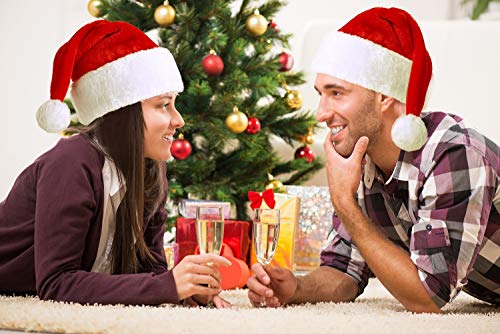 KONVINIT Weihnachtsmütze Nikolausmütze Plüsch Rand Weihnachtsfeier Rot Santa Mütze Nikolaus Dicker Fellrand aus Plüsch kuschelweich & angenehm Für Erwachsene by - 5