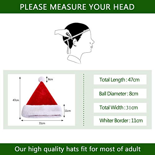 KONVINIT Weihnachtsmütze Nikolausmütze Plüsch Rand Weihnachtsfeier Rot Santa Mütze Nikolaus Dicker Fellrand aus Plüsch kuschelweich & angenehm Für Erwachsene by - 7