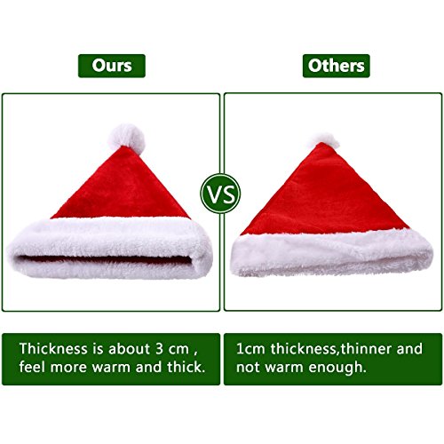KONVINIT Weihnachtsmütze Nikolausmütze Plüsch Rand Weihnachtsfeier Rot Santa Mütze Nikolaus Dicker Fellrand aus Plüsch kuschelweich & angenehm Für Erwachsene by - 6
