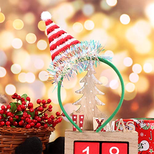 Amosfun 4 Stücke Glitzer Weihnachtsmütze Weihnachtsbaum und Rentier Geweih Haarreif Weihnachten Haarschmuck Kopfschmuck Kopfbedeckung Kinder Erwachsene Party Kostüm Zubehör - 3