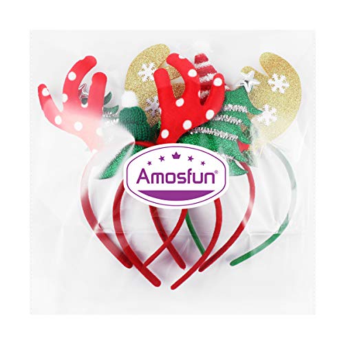 Amosfun 4 Stücke Glitzer Weihnachtsmütze Weihnachtsbaum und Rentier Geweih Haarreif Weihnachten Haarschmuck Kopfschmuck Kopfbedeckung Kinder Erwachsene Party Kostüm Zubehör - 7