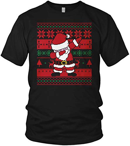 Dabbing Ugly Christmas Santa Claus Dress DAP Xmas Strickmuster Weihnachtsmann - Weihnachten Geschenk - Herren T-Shirt und Männer Tshirt, Größe:XL, Farbe:Schwarz