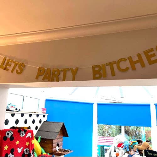 G2PLUS Let’s Party Bitches Girlande, Glitzer Papier Bunting für Party Dekoration - 6