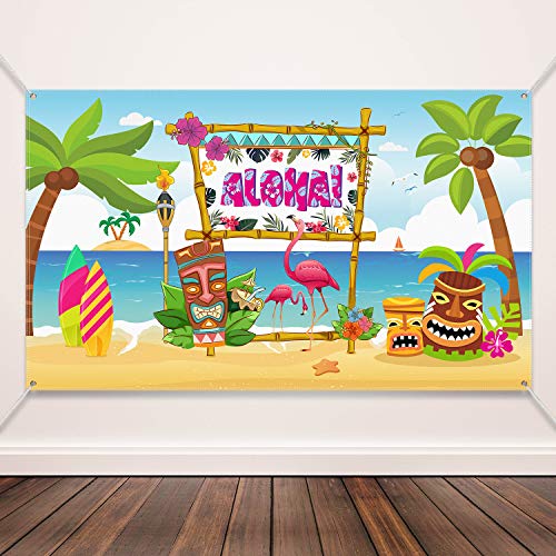 Hawaii Aloha Party Dekorationen, Extragroßes Stoff Glitzerndes Zeichen Plakat Aloha Banner für Luau Party, Aloha Party Banner Aloha Luau Party Fotoautomat Hintergrund Banner